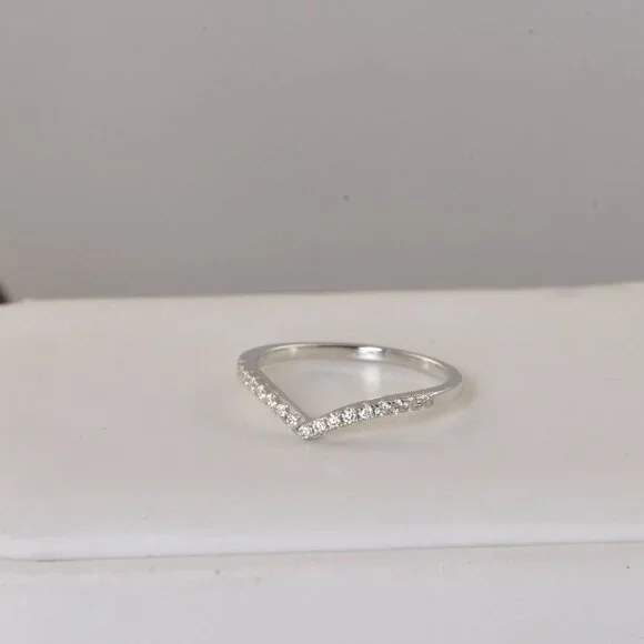 Certified V Band Moissanite Ring Half Eternity Ring - Picture 5 of 8